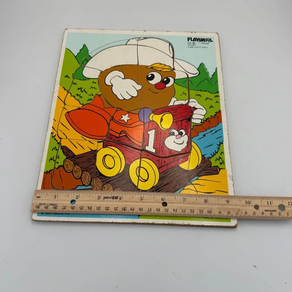 Vintage 1985 Playskool Mr Potato Head Spud Cowboy Wood Puzzle 11 Piece 252-05